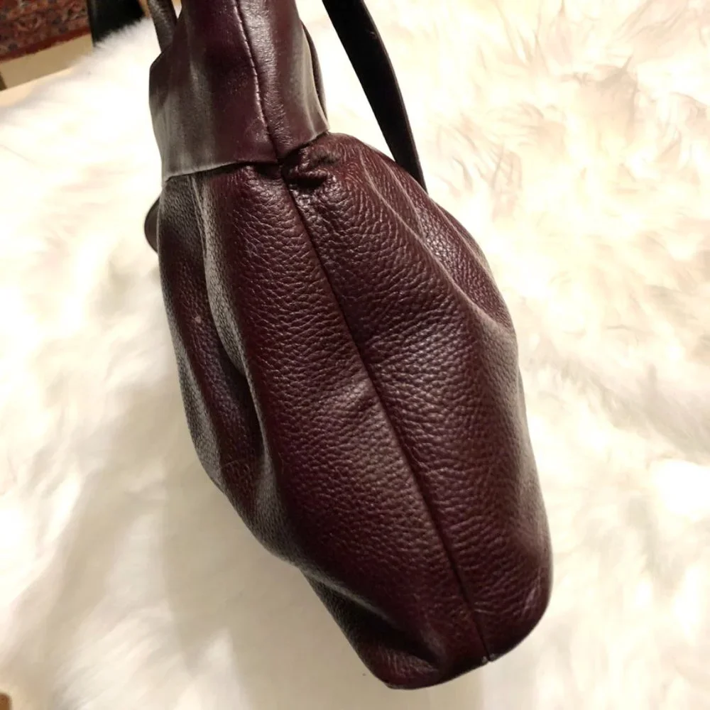 Women Mashad  Pebbled Leather burgundy satchel - Picture 4 of 6